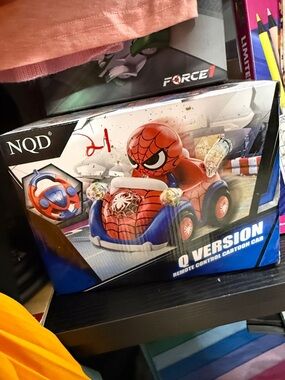 Spider-Themed Remote Control Kids Car - Red & Blue